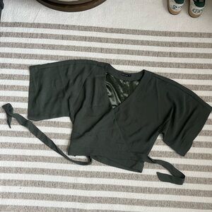 Element Shimmering Olive Wrap Top